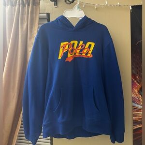 Polo by Ralph Lauren Royal Blue Hoodie with Yellow and Red Logo